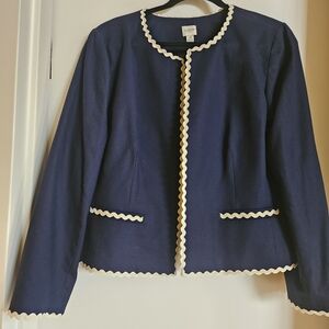 J. Crew Navy Blazer with Cream Accents